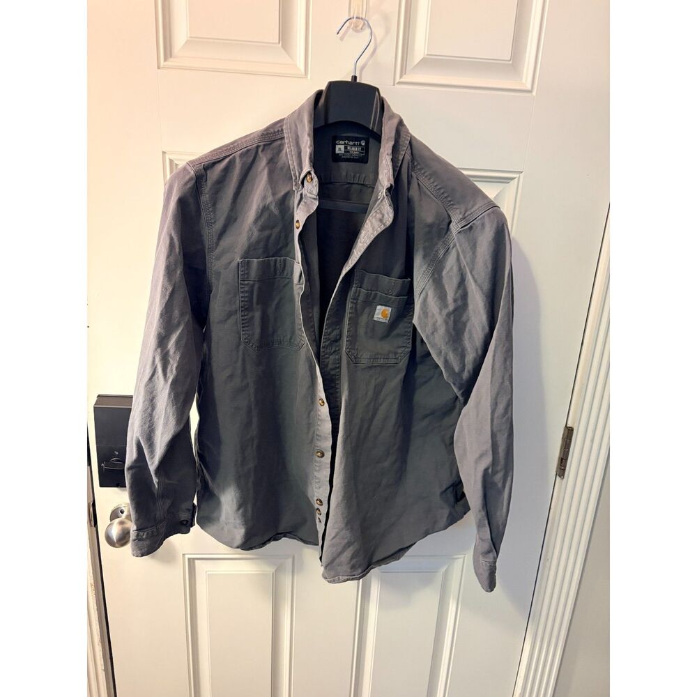 Carhartt Men’s Rugged Flex Relaxed Fit Black Button Work Shirt Short Sleeve XL